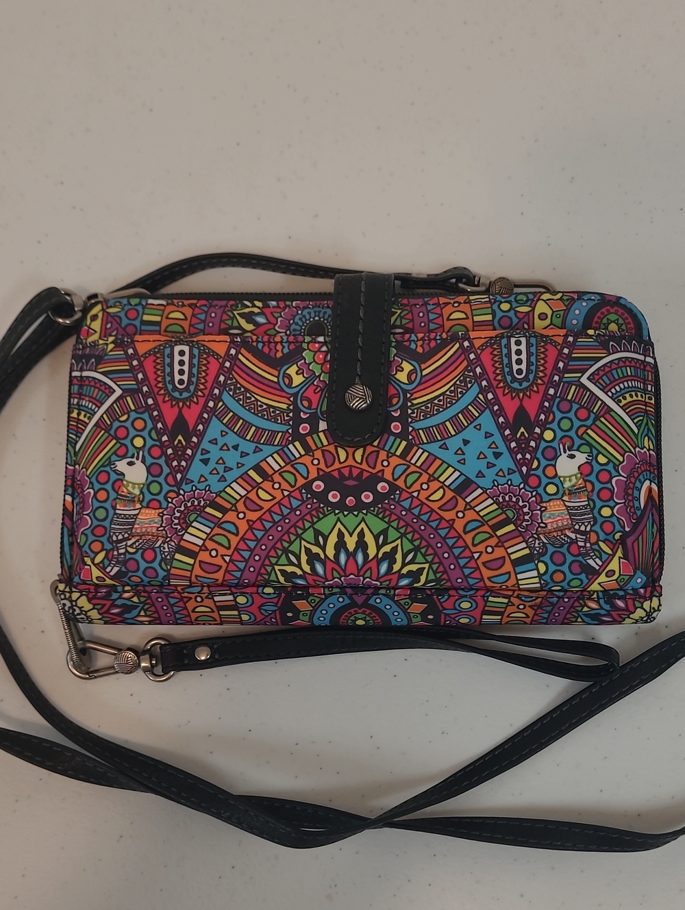 Sakroots Artist Circle Smartphone Crossbody Wallet Rainbow Wanderlust Pattern!
